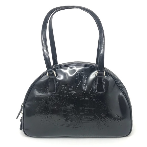 Prada BLACK Shoulder Bag SPAZZOLATO Logo - Picture 3 of 13